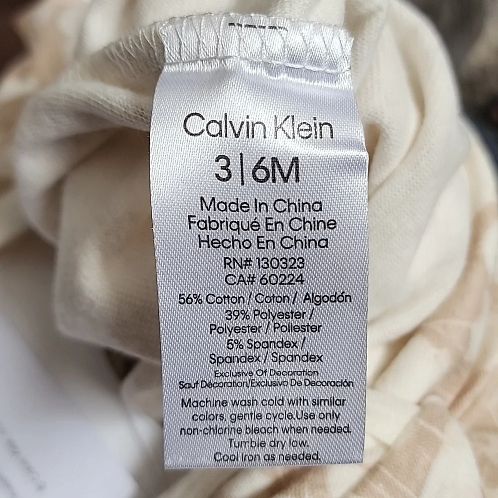 Calvin Klein 3 Piece Set Soft Beige 2 Bodysuits & Pants 3-6 M - New with Tags